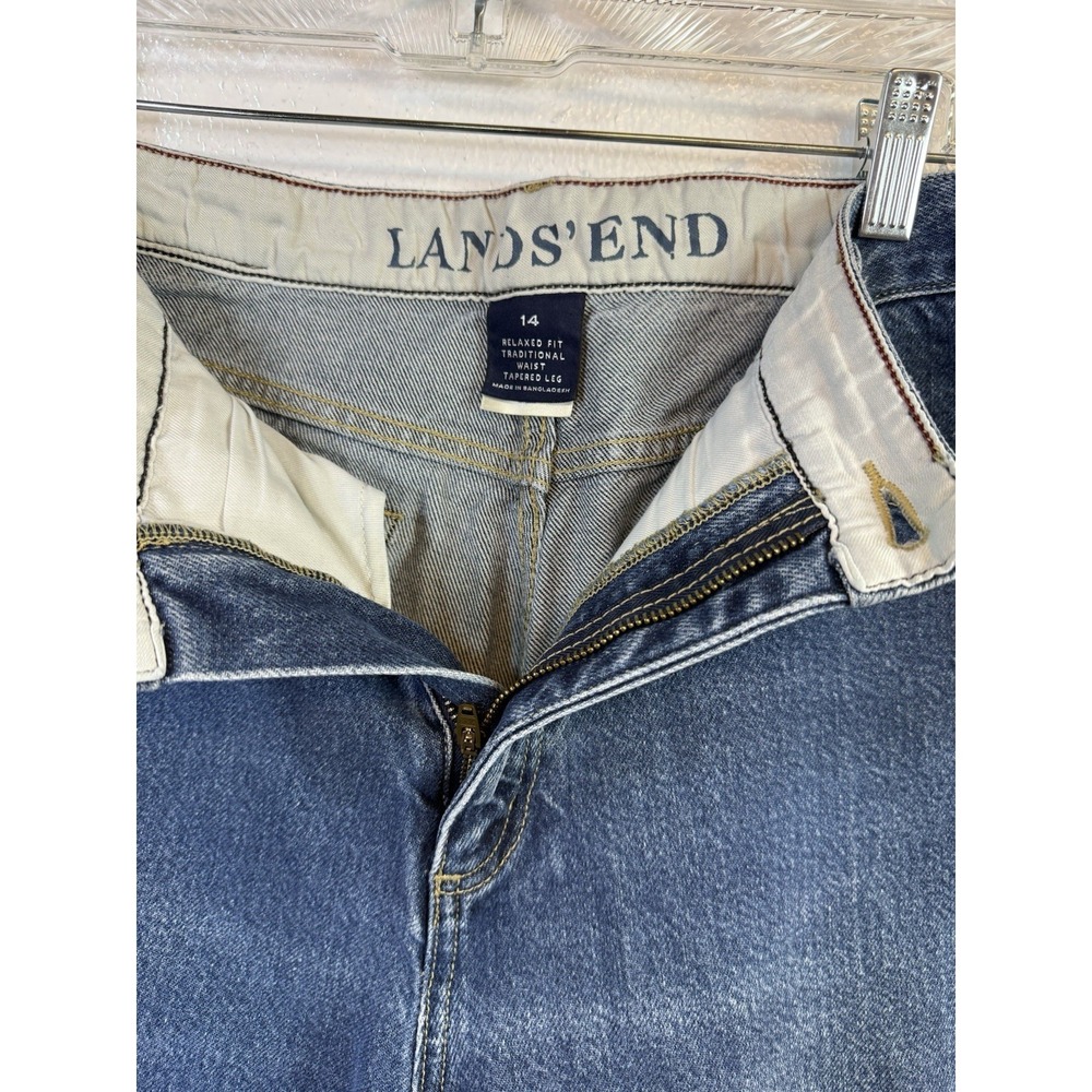 Lands End Womens Jeans Size 14 Blue Denim Relax Fit Tapered Leg Cotton Hipster - Picture 8 of 11
